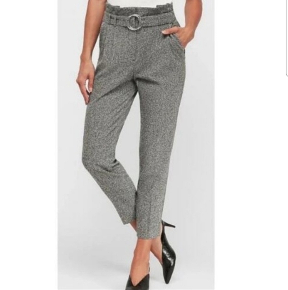 Express sz8R skinny buocle Tweed paperbag high waist rise ankle dress work pants
